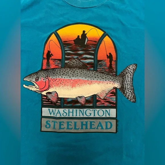 Vintage Washington Steelhead Wildlife National Parks tshirt MADE IN USA - Picture 2 of 4